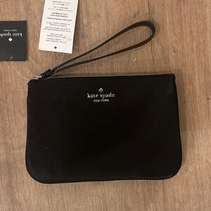 Kate Spade Black canvas Wristlet Bag new